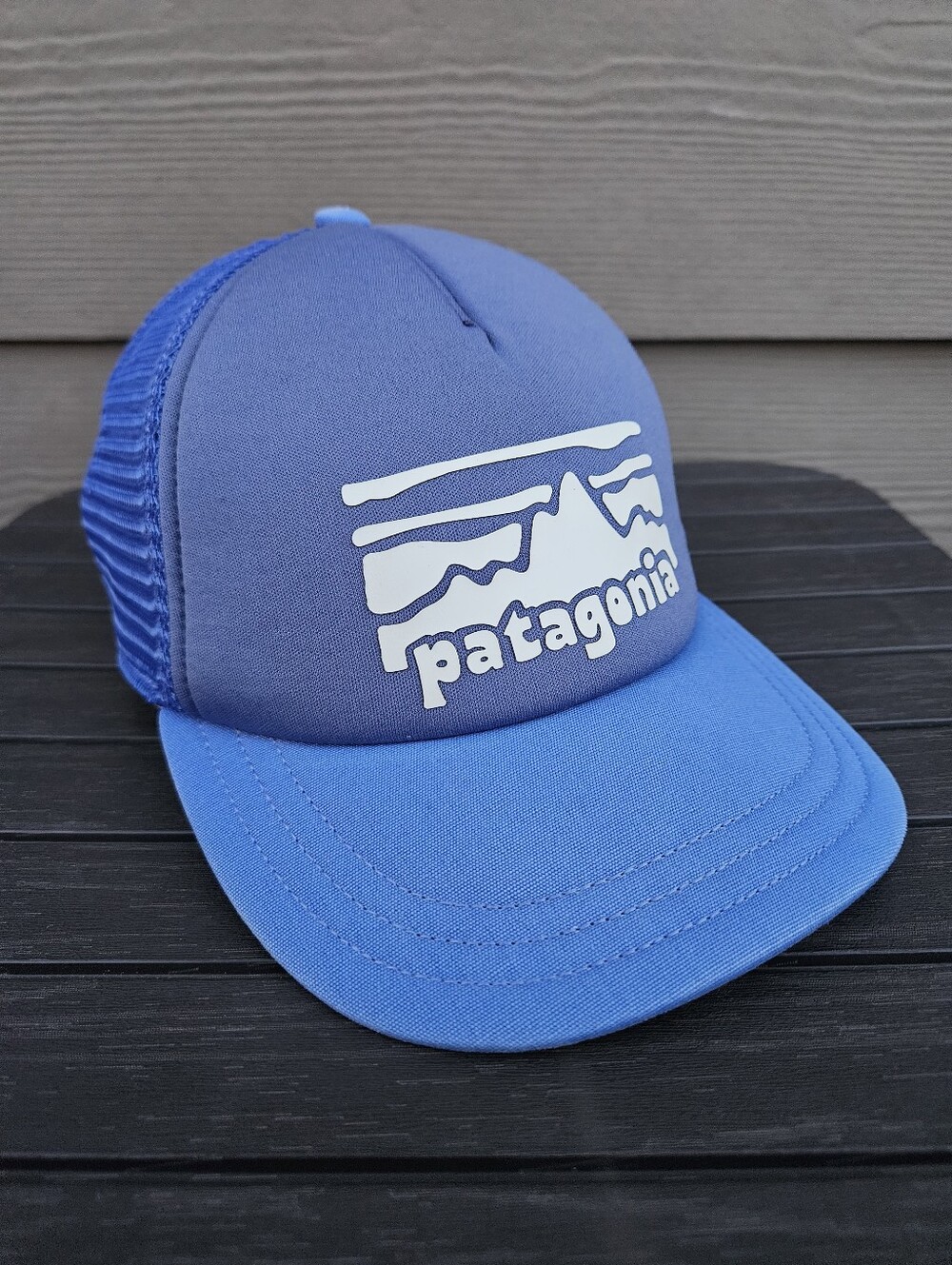 Patagonia Fitz Roy Rambler Interstate Trucker Hat Blue Mesh Back One Size